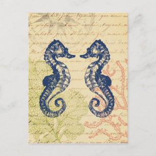 Blauwe Zee Paarden Collage Briefkaart