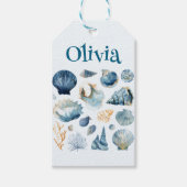 Blauwe Zee Schelpen Cadeaubijschrift | Aangepaste Cadeaulabel (Voorkant)