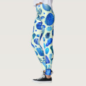 Blauwe zee schelpen en oceaanpatroon leggings (Links)
