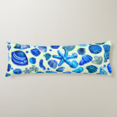 Blauwe zee schelpen en oceaanpatroon lichaamskussen (Voorkant)