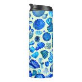 Blauwe zee schelpen en oceaanpatroon thermosbeker (Geroteerd rechts)