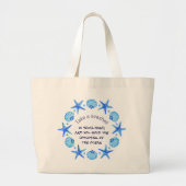 Blauwe zee schelpen en Starfish Beach Grote Tote Bag (Voorkant)