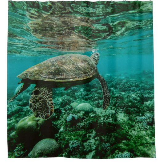 Blauwe zee schildpad douchegordijn (Voorkant)