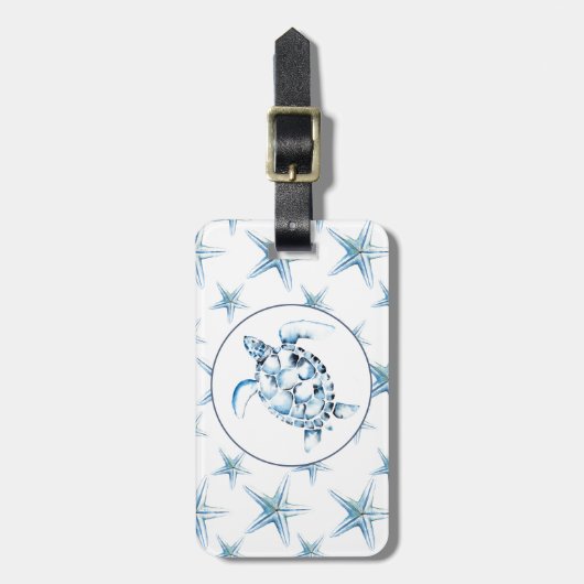 Blauwe Zee schildpad en zeeduivel Bagagelabel (Voorkant verticaal)