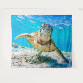 Blauwe zee schildpad vooraan tapijt wandkleed (Voorkant (horizontaal))