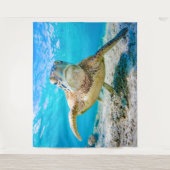 Blauwe zee schildpad vooraan tapijt wandkleed (Voorkant)