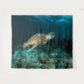 Blauwe zee schildpad wandkleed (Voorkant (horizontaal))