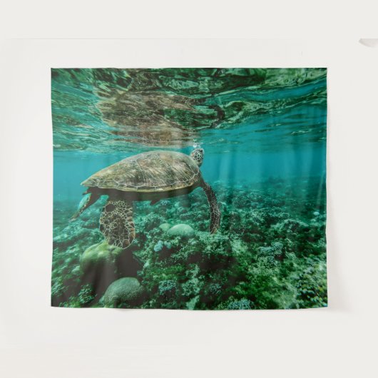 Blauwe zee schildpad wandkleed (Voorkant (horizontaal))