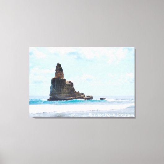Blauwe Zee Stack Karst Landschap Foto Indonesië Canvas Afdruk (Voorkant)