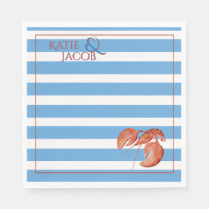 Blauwe Zee Strepen Kreeft Preppy Pastel Blauw Servet