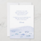 Blauwe zee vis 2e jongen verjaardag bedankkaart  (Voorkant)