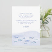 Blauwe zee vis 2e jongen verjaardag bedankkaart  (Staand voorkant)