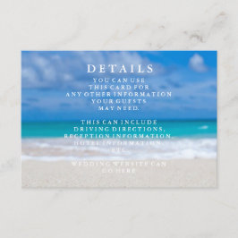 Blauwe Zee Waves en zand Beach Weddeninformatie Informatiekaartje
