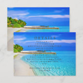 Blauwe Zee Waves en zand Beach Weddeninformatie Informatiekaartje (Voorkant / Achterkant)