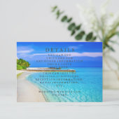 Blauwe Zee Waves en zand Beach Weddeninformatie Informatiekaartje (Staand voorkant)