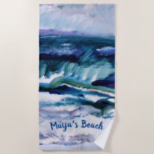 Blauwe zeebradehanddoek - PERSONALIZE