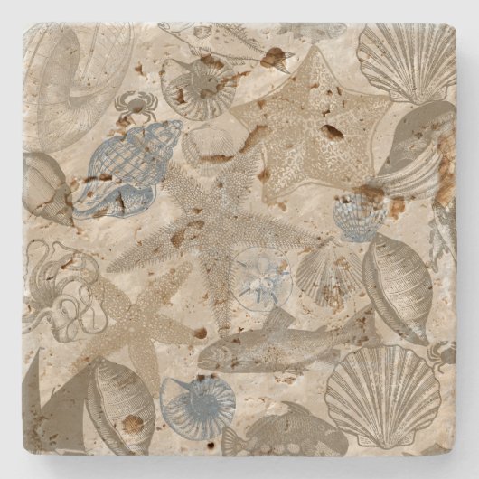 Blauwe zeebrasem stenen onderzetter (Voorkant)