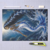 Blauwe Zeedraak Zeemeermin Decoupage Papier Donker (Craft)