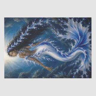 Blauwe Zeedraak Zeemeermin Decoupage Papier Donker
