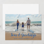 Blauwe Zeeen en groeten met kerstmis Feestdagenkaart (Voorkant / Achterkant)