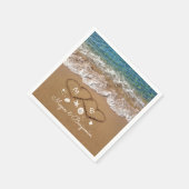 Blauwe Zeeen golven en zandharten Tropische bruilo Servet (Hoek)