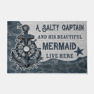 Blauwe Zeeen ontwerpopening, zomerse Vintage Deurmat