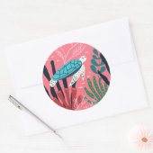 Blauwe Zeeen schildpad onder de Ocean Fern Botanic Ronde Sticker (Envelop)