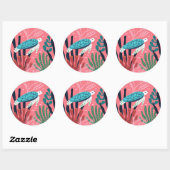 Blauwe Zeeen schildpad onder de Ocean Fern Botanic Ronde Sticker (Vel)