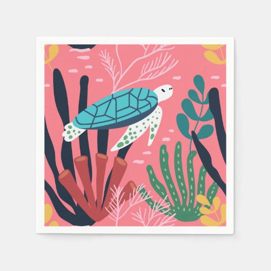 Blauwe Zeeen schildpad Servet (Voorkant)