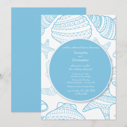 Blauwe Zeeen Uitnodiging (Voorkant / Achterkant)