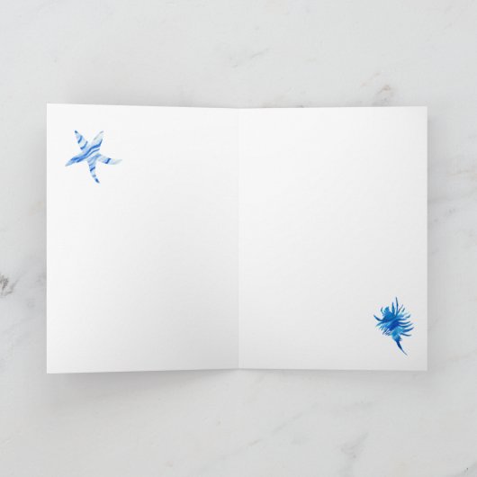 Blauwe zeegarnaal-zeestervis-douanenaam kaart (Binnen)