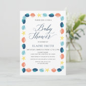 Blauwe zeehonden Zee strand Baby shower Kaart (Staand voorkant)