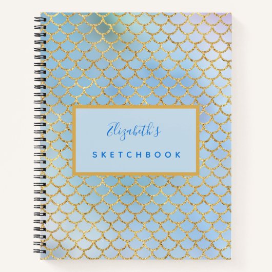 Blauwe zeemeermaisschalen van ketchbook - naamteke notitieboek (Voorkant)