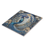 Blauwe Zeemeermin Art Nouveau Art Deco Stijl Tegeltje (Zijkant)
