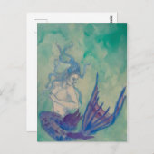 Blauwe Zeemeermin Briefkaart (Voorkant / Achterkant)