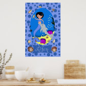 Blauwe Zeemeermin en Dolphin afdrukken Poster (Keuken)