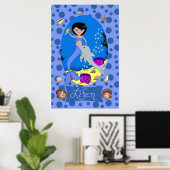Blauwe Zeemeermin en Dolphin afdrukken Poster (Thuiskantoor)