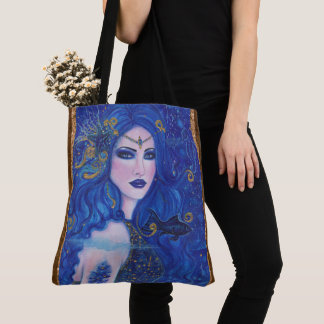 Blauwe Zeemeermin fantasie kunst tas door Renee