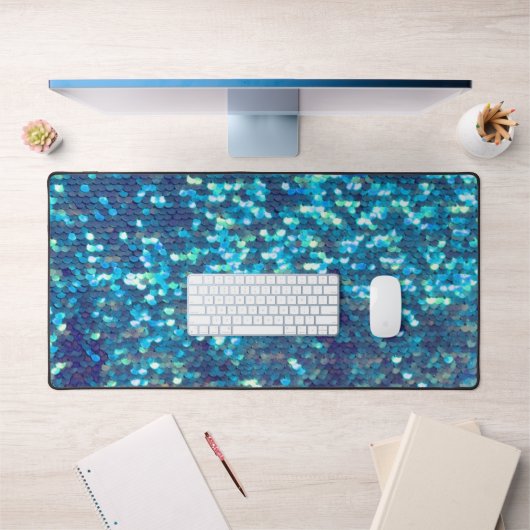 blauwe zeemeermin faux sequin bureaumat (Kantoor 1)