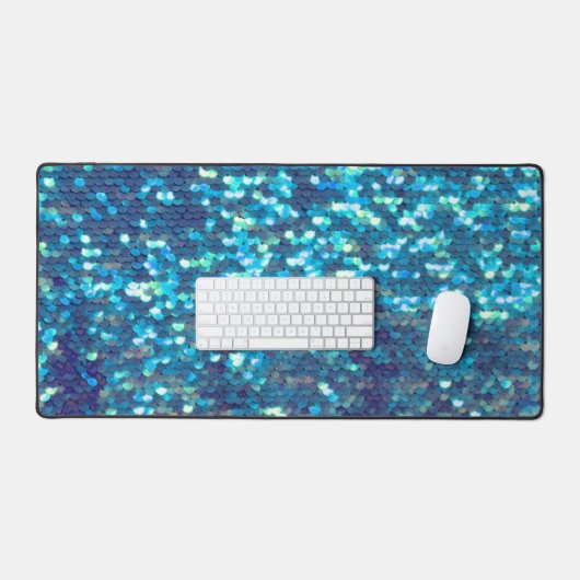 blauwe zeemeermin faux sequin bureaumat (Keyboard & Muis)