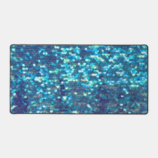 blauwe zeemeermin faux sequin bureaumat (Voorkant)