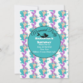 Blauwe Zeemeermin Feest Roze Uitnodiging