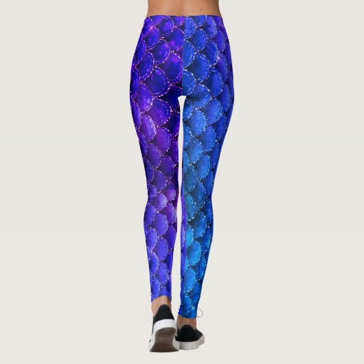 Blauwe Zeemeermin Glitter Leggings (Achterkant)