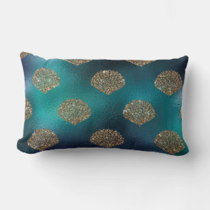 Blauwe Zeemeermin Glitter - Schelp patroon - Kussen