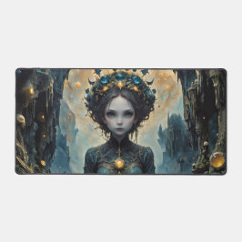 Blauwe zeemeermin in een fantasiewereld bureaumat