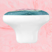 Blauwe Zeemeermin in een Roze Shell Keramische Knop