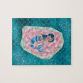 Blauwe Zeemeermin in een Roze Shell Legpuzzel (Horizontaal)