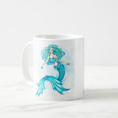 Blauwe Zeemeermin Koffiemok (Voorkant links)
