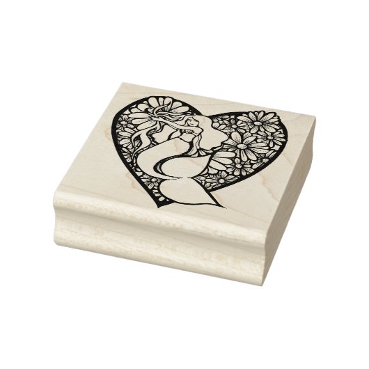 Blauwe Zeemeermin Liefde Rubberstempel (Stempel)