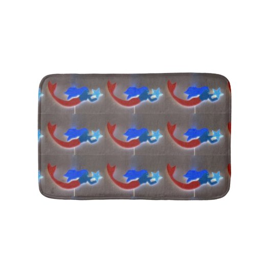 blauwe zeemeermin met blauwe sterren badmat (Voorkant)